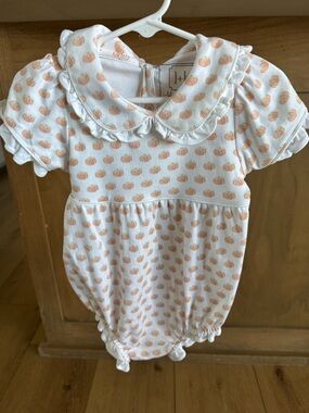 Pumpkin Print Baby Bubble Romper with Peter Pan Collar